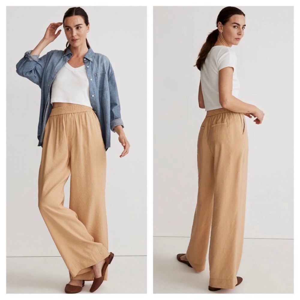 MADEWELL Khaki Cream Wide Leg Pocket Trousers pants women size Large